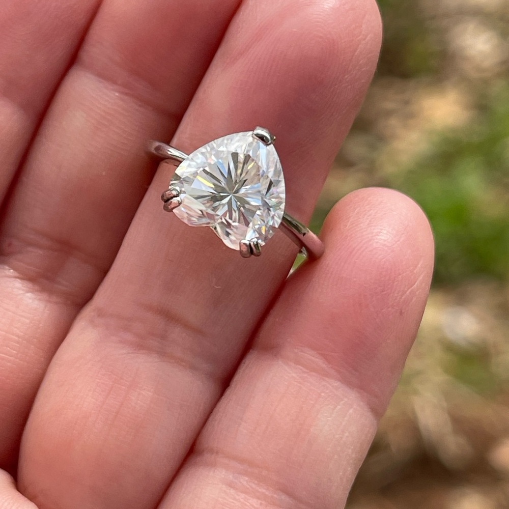 Moissanite 4ct Heart Shape Ring Size 5 925 Silver GRA Certified w/ Inscription